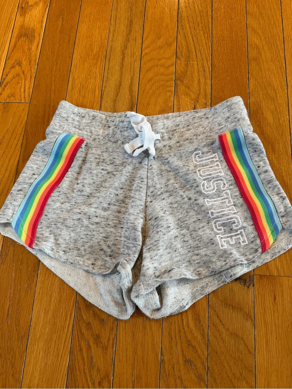 4 Justice Athletic Shorts Logo Black Gray Girls Sz 8